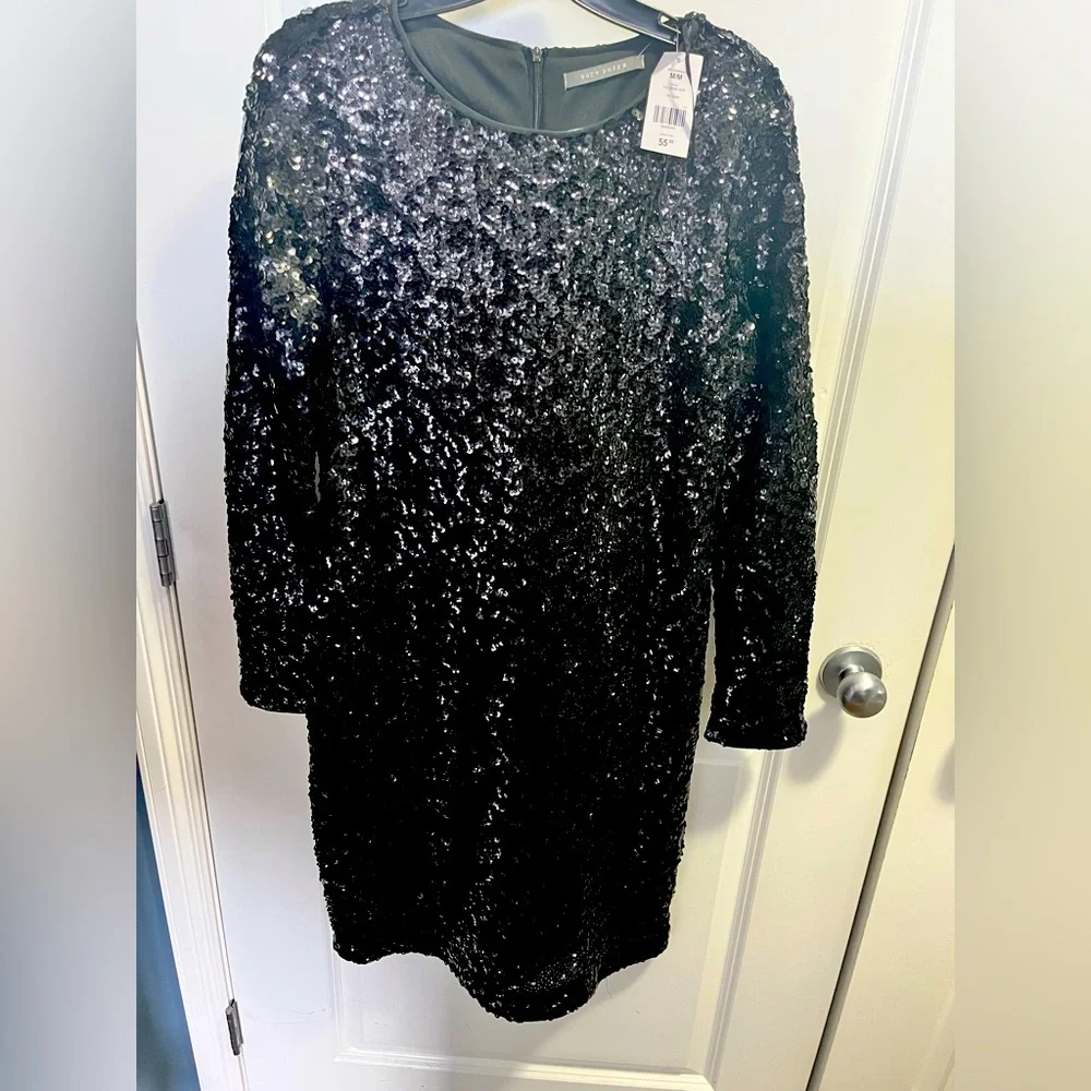 NWT long sleeve black sequent dress. - Picture 1 of 2